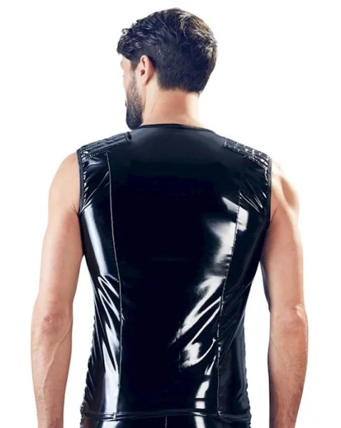 Vinyl Biker Shirt - Black - Small