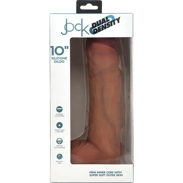 Jock Dual Density 10.5" Realistic Silicone Suction Cup Dildo With Balls - Vanilla