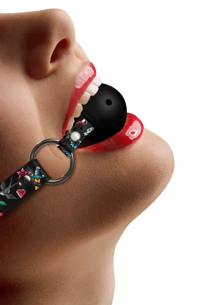 Breatheable Ball Gag - Old School Tattoo Style - Black