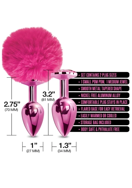 Nixie Metal Butt Plug Set Pom Pom and Jewel Inlaid — image 11 of 18