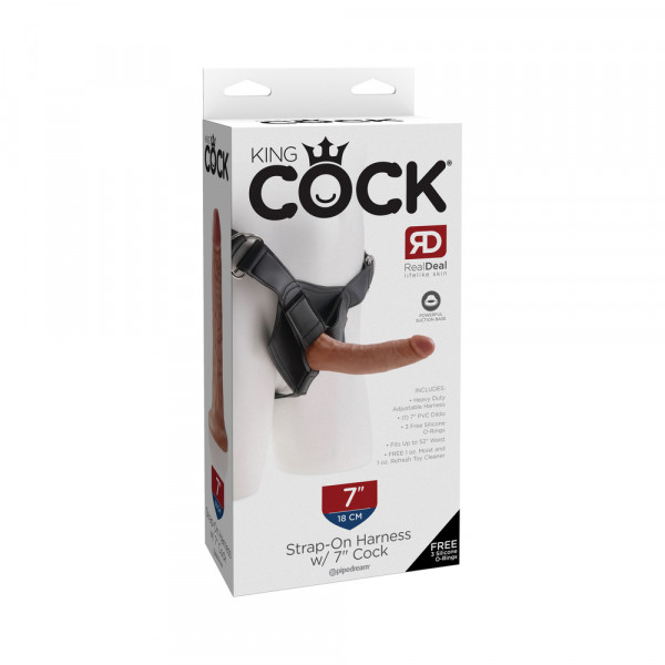 King Cock Strap-on Harness W/ 7in Cock Tan