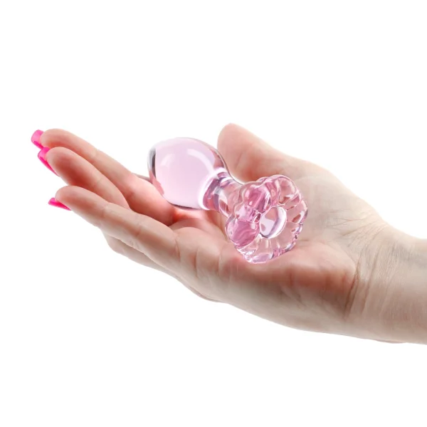 Crystal Flower Glass Anal Plug Pink