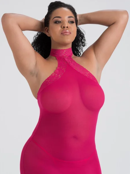 Lovehoney Plus Size Pink Halterneck Mini Dress