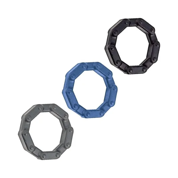 Anal-ese Collection Chainlink Cockrings Black,blue,grey — image 4 of 5