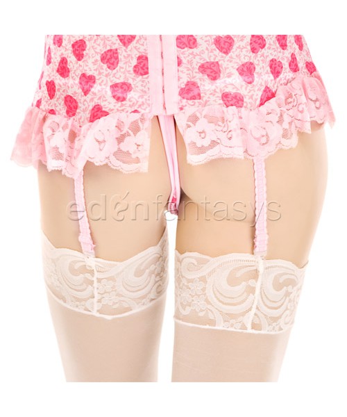 Heart print bustier and g-string
