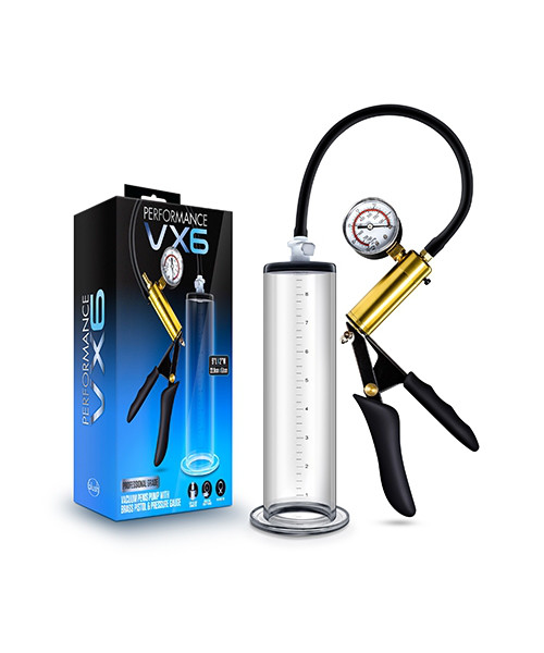 Blush - VX6 Vacuum Penis Pump With Brass Pistol & Pressure Gauge