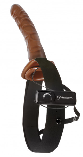 Fetish Fantasy 10 inch Chocolate Dream Vibrating Hollow Strap On — image 2 of 6