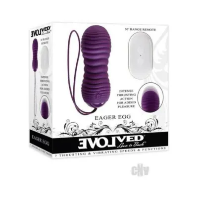 Bullets Discreet Evolved Eager Egg Rechargeable Remote controlled Thrusting Silicone Vibrator Purple