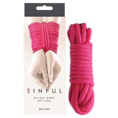 Sinful Nylon Rope Pink 7 6 cm 25 ft Bondage Rope
