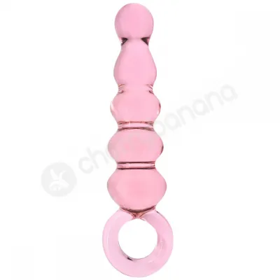 Crystal Pleasures Glass Pink Anal Delight Beaded Dildo