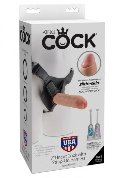 King Cock 7 inches Uncut Dildo with Strap On Harness Beige — image 6 of 8