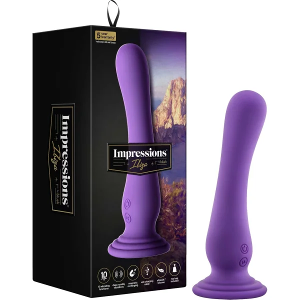 Impressions Ibiza Rechargeable Waterproof Silicone Suction Cup Vibrator By Blush - Plum