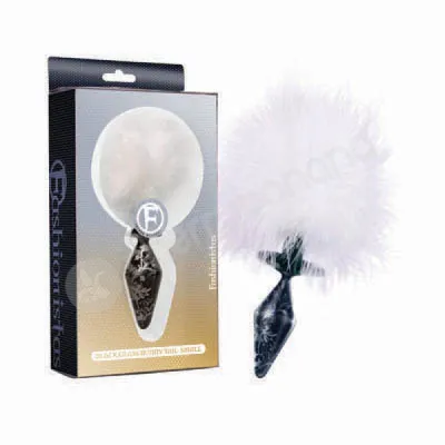 Fashionistas Black Glass Bunny Tail Small Butt Plug
