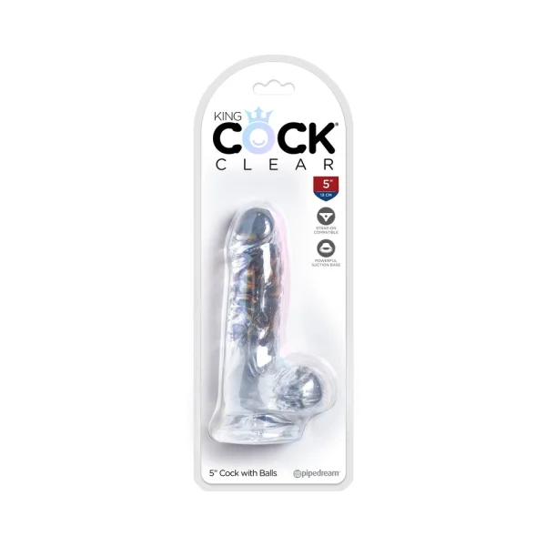King Cock Clear 5in Cock With Balls — image 6 of 9