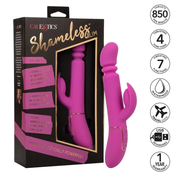 Shameless Slim Player Powerful Silicone Waterproof Rechargeable Rabbit Thruster By CalExotics — image 13 of 14