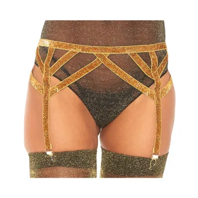 Shimmer Lurex Elastic Garter Belt Gold O s