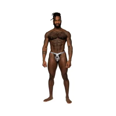 Men s Clothing Male Power S naked Criss Cross Thong Silver black L xl
