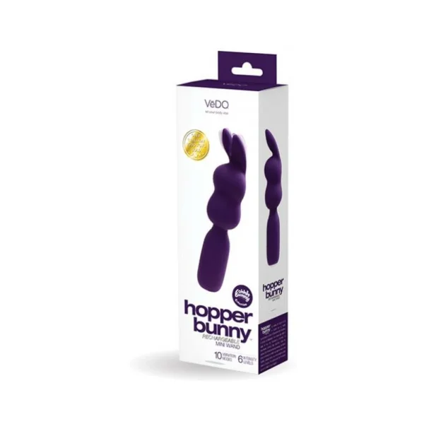 Personal Massagers: Vedo Hopper Bunny Rechargeable Silicone Mini Wand Vibrator Purple