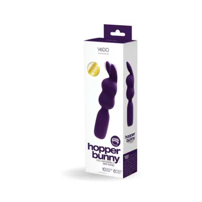 Personal Massagers Vedo Hopper Bunny Rechargeable Silicone Mini Wand Vibrator Purple