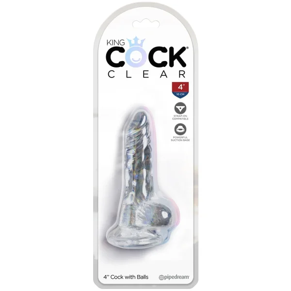King Cock Clear 4'' Cock with Balls