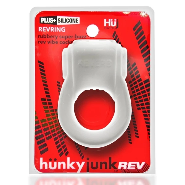 Bullets & Discreet:  Hunkyjunk Revring Cockring With Bullet Vibrator White Ice