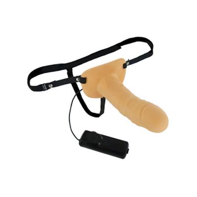 Size Matters Erection Assist Hollow Strap on Vibe Flesh