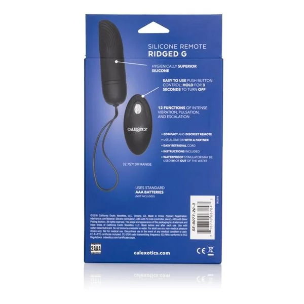 Silicone Remote Ridged G Vibrator Black
