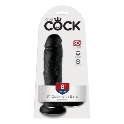 King Cock 8 Inch Cock With Balls Black
