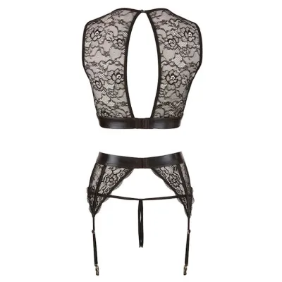 Emma 3 piece Suspender Set Black Extra Large