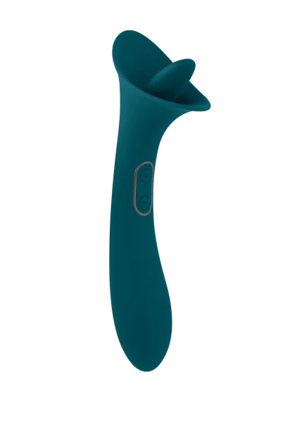 Playboy Pleasure True Indulgence Rechargeable Silicone Double Ended Tongue Stroking Vibrator - Teal