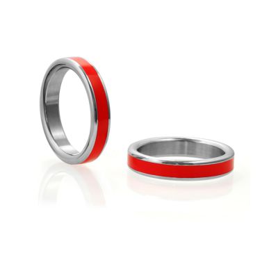 H2h Stainless Steel Cockring W red Band 1 875 In