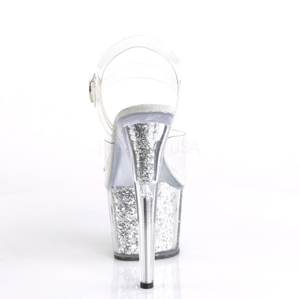 7 inches Heel, 2 3/4 inches PF Ankle Strap Sandal w/ Gltr Trucker Girl — image 4 of 4