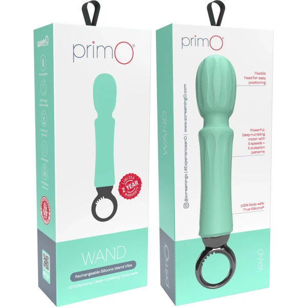 PrimO Wand Rechargeable Waterproof Silicone Vibrator By Screaming O - Kiwi Mint
