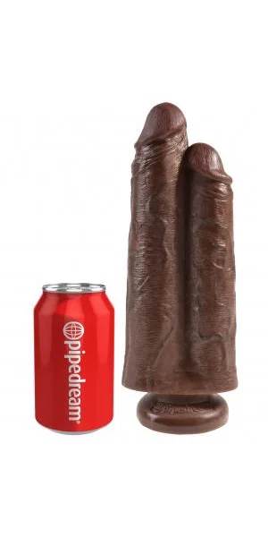 King Cock 9 inches Two Cocks One Hole Brown — image 5 of 6