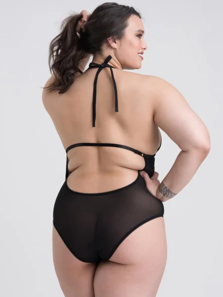 Lovehoney Plus Size Peek-a-Boo Black Lace Teddy