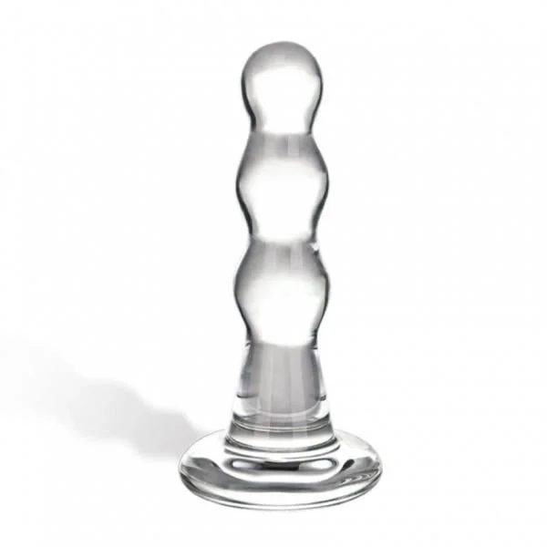Glass Triple Play Beaded Butt Plug Clear — image 4 of 6