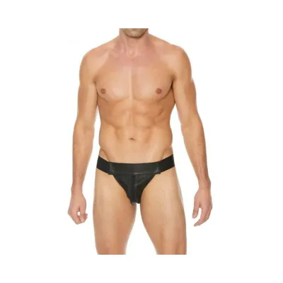 Premium Leather Zipper Front Jock S m Black
