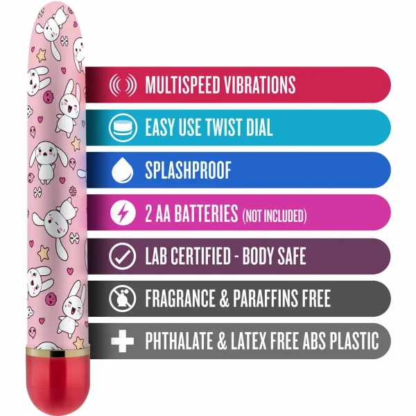 The Collection Sweet Bunny Classic Slim Vibrator By Blush Novelties - Red — image 6 of 7