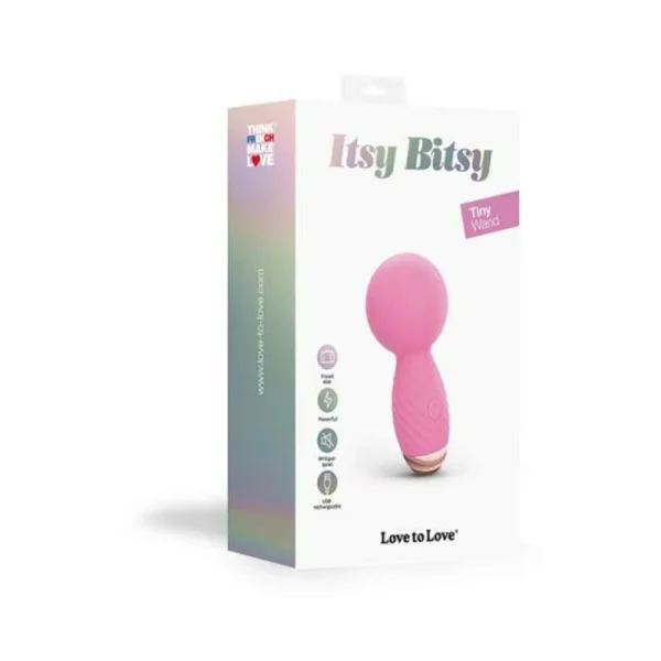 Personal Massagers: Love To Love Itsy Bitsy Rechargeable Silicone Mini Wand Vibrator Pink Passion