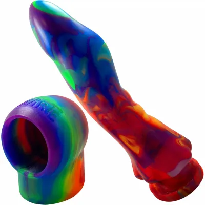 Jollet Tie Dye Rainbow Magic Wand Compatible Silicone G Spot Dildo By LuzArte