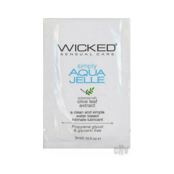 Wicked Simply Aqua Jelle Water Based Lubricant .1oz 144 bag