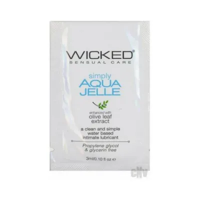 Wicked Simply Aqua Jelle Water Based Lubricant 1oz 144 bag