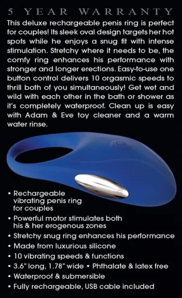 The Rechargeable Couples Penis Ring Blue — image 8 of 8