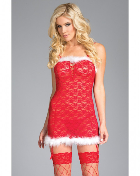Naughty And Nice Cami Suspender - Red - Small