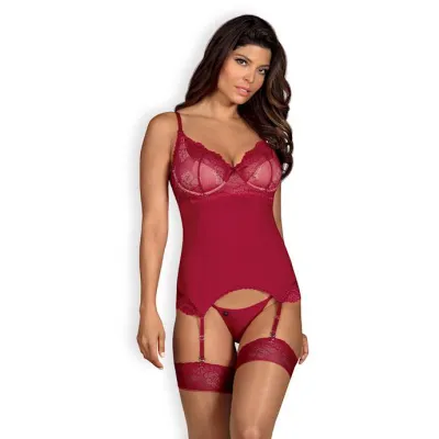Obsessive Rosalyne Babydoll And Thong Red L xl