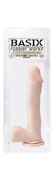 Basix Rubber Works 12 Inch Suction Cup Dong - Flesh