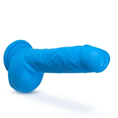 Neo Elite 9 Inch Silicone Dual Density Cock With Balls Blue