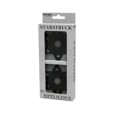 Nipplicious Starstruck Star shaped Leather Pasties With Studs Nipple Hole Black