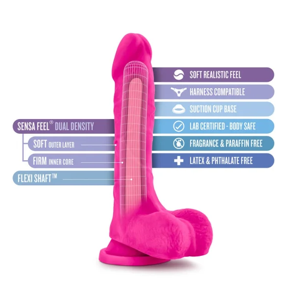 Au Naturel Bold Thrill 8.5 Inch Sensa Feel Dual Density Dildo By Blush - Pink