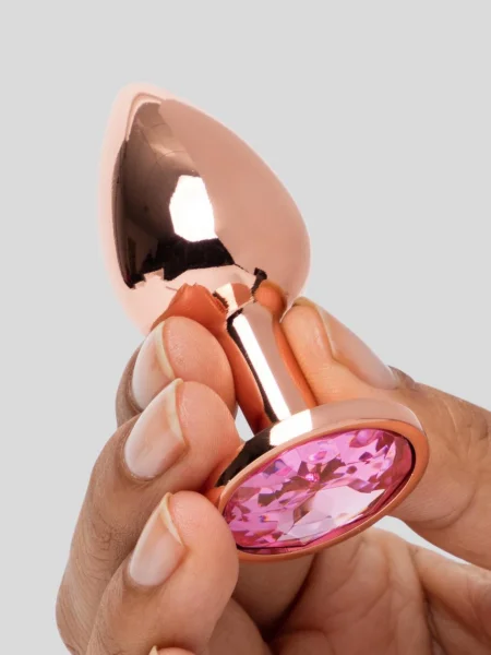 Rear Assets Small Jewelled Rose Gold Metal Butt Plug 1.75 Inch